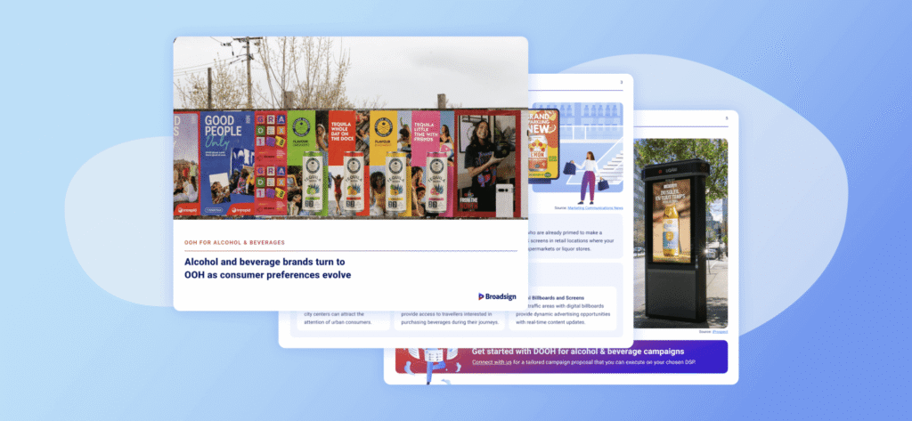 roadsign report on OOH advertising for alcohol and beverage brands, featuring campaign examples and digital billboard imagery.