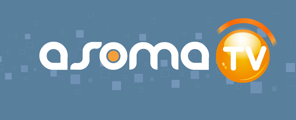 AsomaTV logo on a blue background.