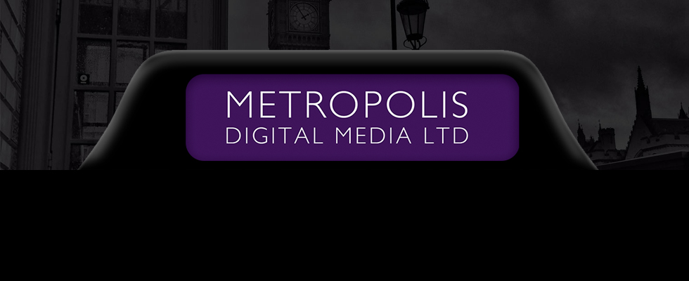 Metropolis Digital Media Ltd logo in white text on a purple background.